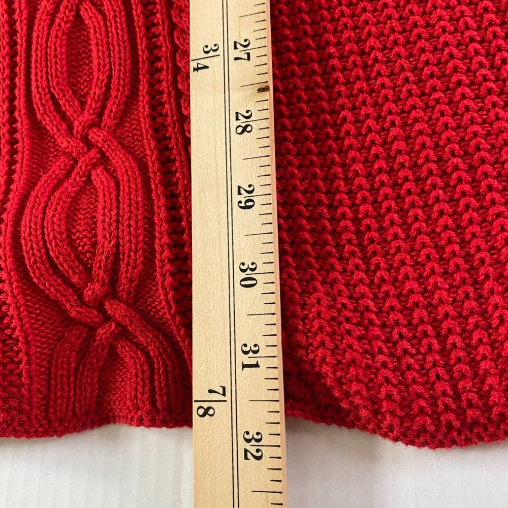 Jeanne Pierre Women Red Oversized Cowl Neck Long Line Cable Knit Sweater Size 3X - Picture 5 of 8